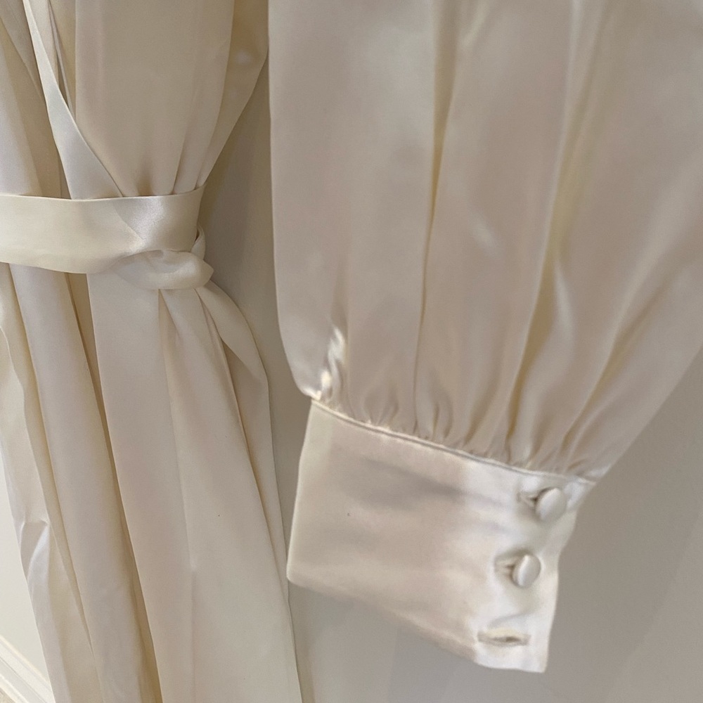 Reformation Satin Ivory Wrap Wedding Dress - Picture 8 of 9